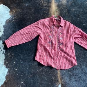 Vintage striped button up with embroidery